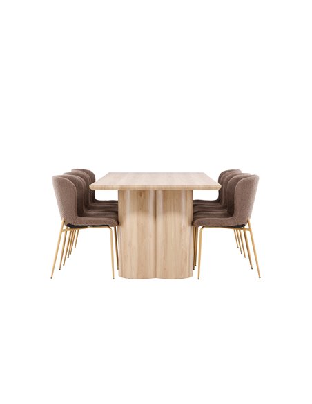 Matgrupp Olivia med Modesto matstolar, 210 × 100 cm
