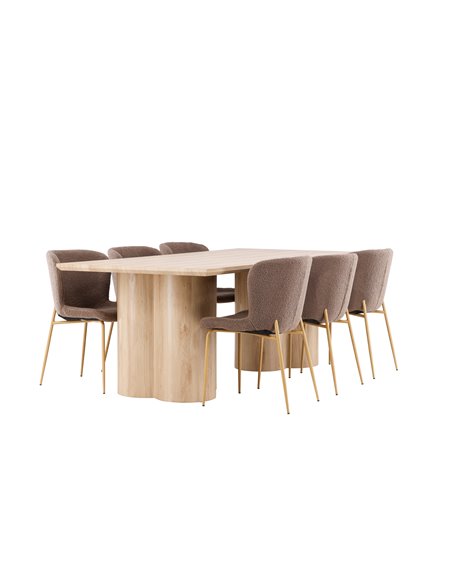 Matgrupp Olivia med Modesto matstolar, 210 × 100 cm