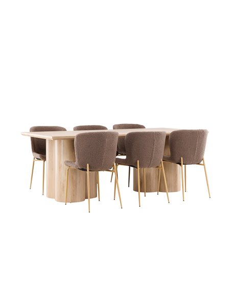 Matgrupp Olivia med Modesto matstolar, 210 × 100 cm
