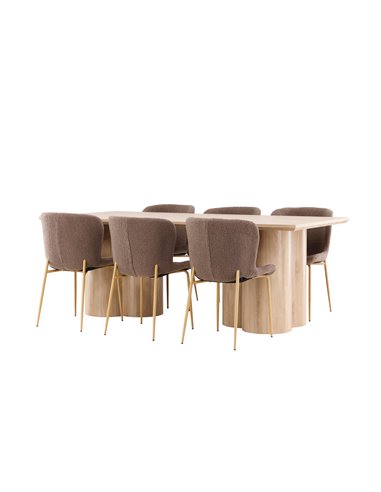 Matgrupp Olivia med Modesto matstolar, 210 × 100 cm