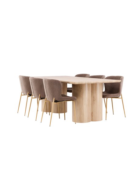 Matgrupp Olivia med Modesto matstolar, 210 × 100 cm