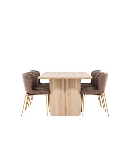 Matgrupp Olivia med Modesto matstolar, 210 × 100 cm