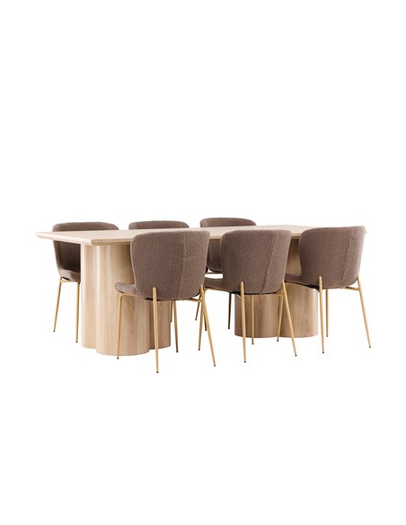Matgrupp Olivia med Modesto matstolar, 210 × 100 cm