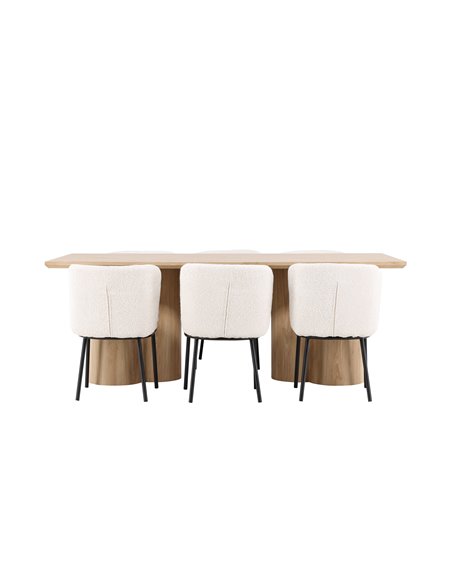Matgrupp Olivia med Agnes matstolar, 210 × 100 cm