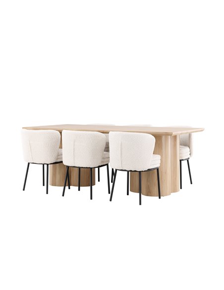 Matgrupp Olivia med Agnes matstolar, 210 × 100 cm