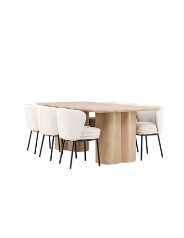 Matgrupp Olivia med Agnes matstolar, 210 × 100 cm