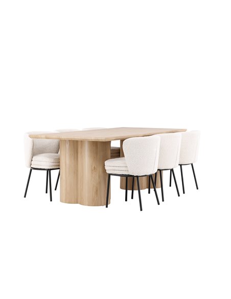 Matgrupp Olivia med Agnes matstolar, 210 × 100 cm