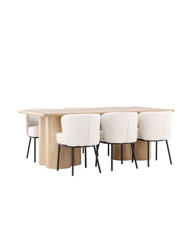 Matgrupp Olivia med Agnes matstolar, 210 × 100 cm