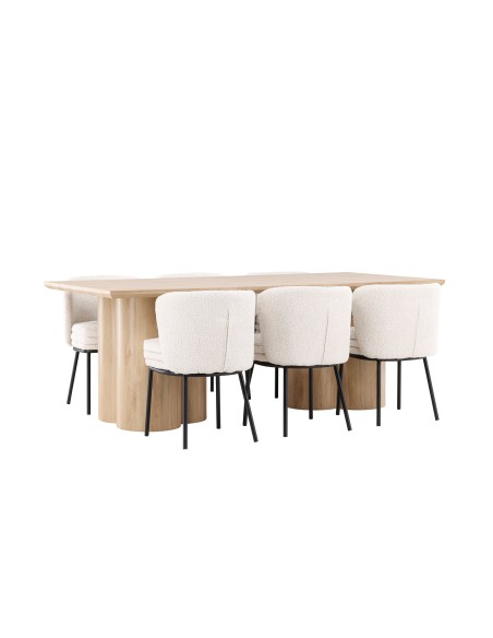 Matgrupp Olivia med Agnes matstolar, 210 × 100 cm