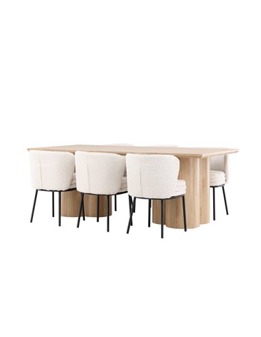 Matgrupp Olivia med Agnes matstolar, 210 × 100 cm