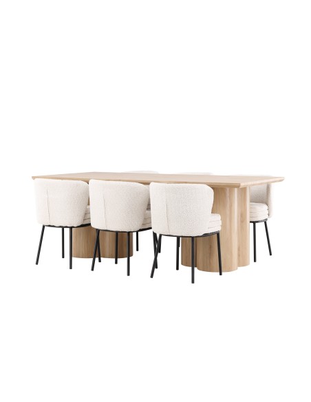 Matgrupp Olivia med Agnes matstolar, 210 × 100 cm