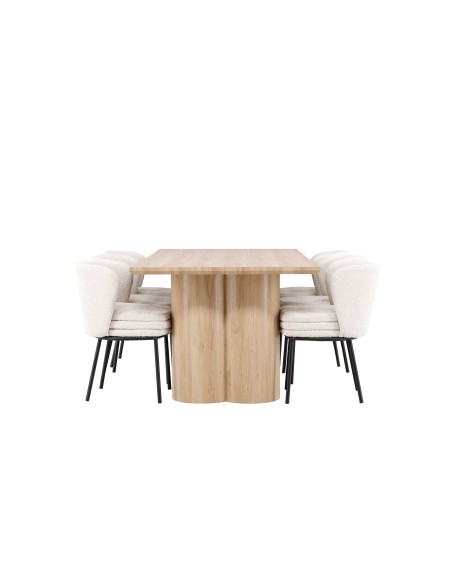 Matgrupp Olivia med Agnes matstolar, 210 × 100 cm