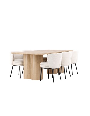Matgrupp Olivia med Agnes matstolar, 210 × 100 cm