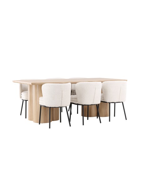Matgrupp Olivia med Agnes matstolar, 210 × 100 cm