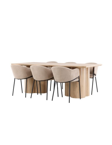 Matgrupp Olivia med Evelina matstolar, 210 × 100 cm