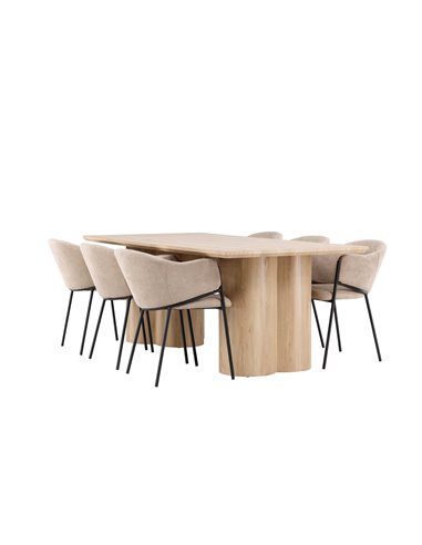 Matgrupp Olivia med Evelina matstolar, 210 × 100 cm