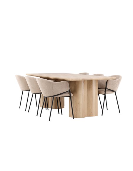 Matgrupp Olivia med Evelina matstolar, 210 × 100 cm