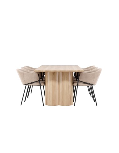 Matgrupp Olivia med Evelina matstolar, 210 × 100 cm