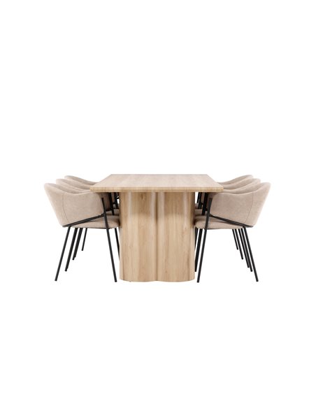 Matgrupp Olivia med Evelina matstolar, 210 × 100 cm