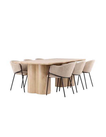Matgrupp Olivia med Evelina matstolar, 210 × 100 cm