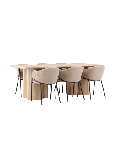 Matgrupp Olivia med Evelina matstolar, 210 × 100 cm