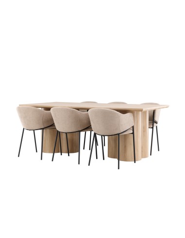 Matgrupp Olivia med Evelina matstolar, 210 × 100 cm