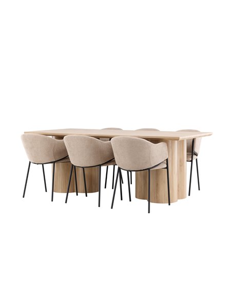 Matgrupp Olivia med Evelina matstolar, 210 × 100 cm