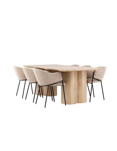 Matgrupp Olivia med Evelina matstolar, 210 × 100 cm