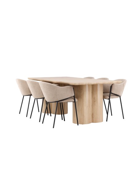 Matgrupp Olivia med Evelina matstolar, 210 × 100 cm