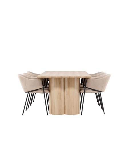 Matgrupp Olivia med Evelina matstolar, 210 × 100 cm