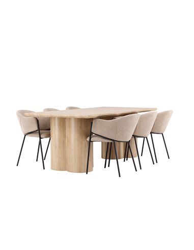 Matgrupp Olivia med Evelina matstolar, 210 × 100 cm
