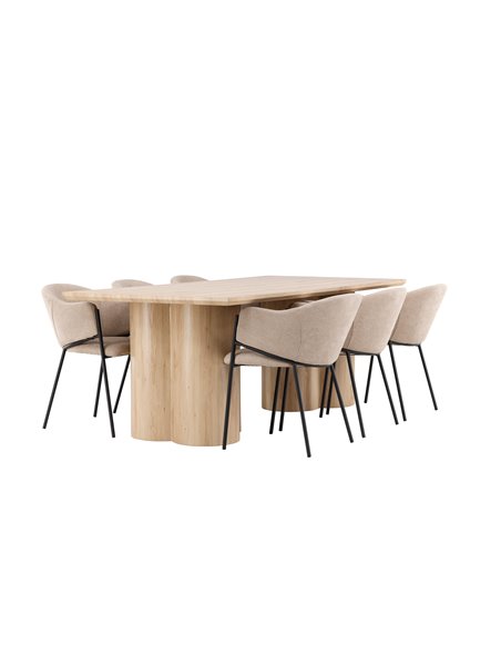 Matgrupp Olivia med Evelina matstolar, 210 × 100 cm