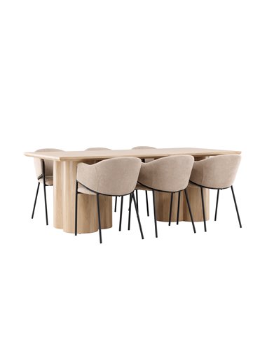 Matgrupp Olivia med Evelina matstolar, 210 × 100 cm