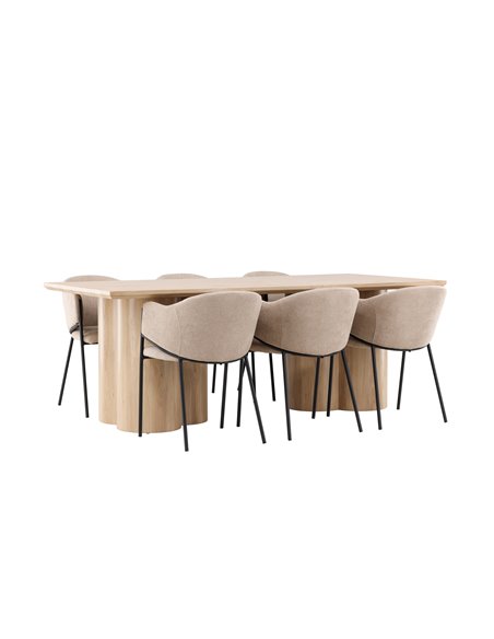 Matgrupp Olivia med Evelina matstolar, 210 × 100 cm