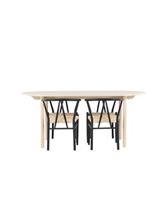 Matgrupp Andy med Alfons matstolar, 180 × 90 cm