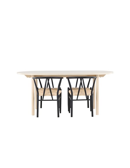 Matgrupp Andy med Alfons matstolar, 180 × 90 cm