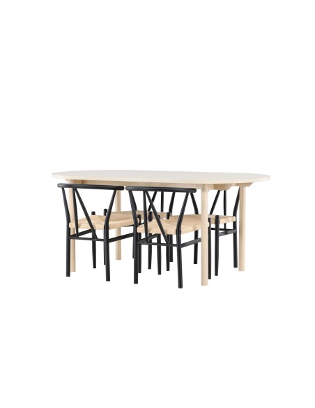 Matgrupp Andy med Alfons matstolar, 180 × 90 cm