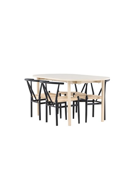 Matgrupp Andy med Alfons matstolar, 180 × 90 cm
