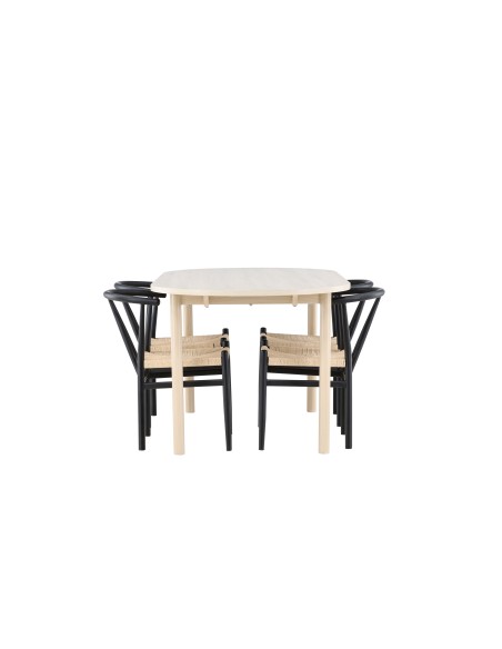 Matgrupp Andy med Alfons matstolar, 180 × 90 cm