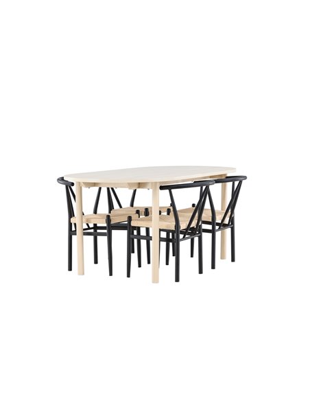 Matgrupp Andy med Alfons matstolar, 180 × 90 cm
