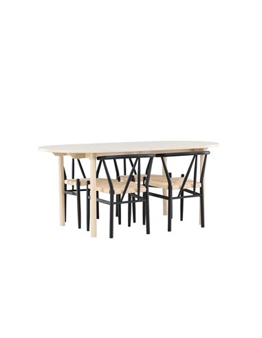 Matgrupp Andy med Alfons matstolar, 180 × 90 cm