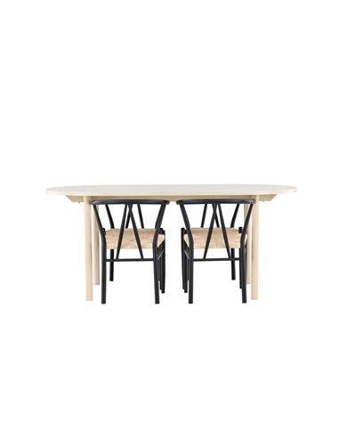 Matgrupp Andy med Alfons matstolar, 180 × 90 cm