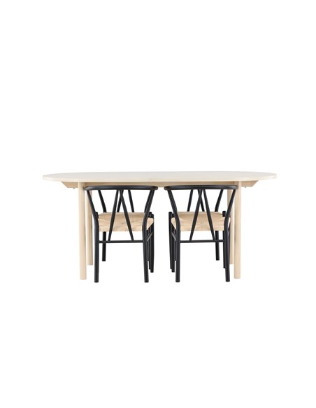 Matgrupp Andy med Alfons matstolar, 180 × 90 cm