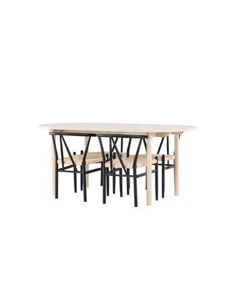 Matgrupp Andy med Alfons matstolar, 180 × 90 cm
