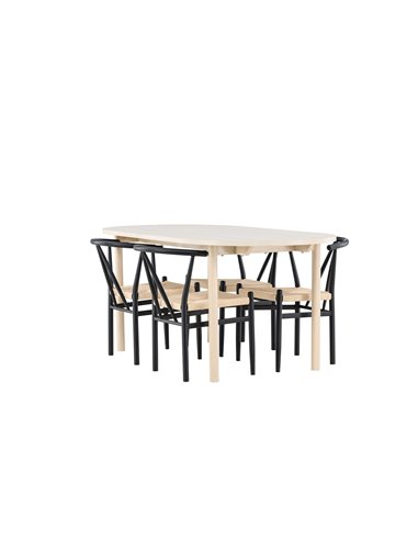 Matgrupp Andy med Alfons matstolar, 180 × 90 cm