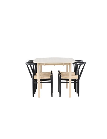 Matgrupp Andy med Alfons matstolar, 180 × 90 cm