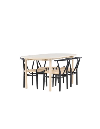 Matgrupp Andy med Alfons matstolar, 180 × 90 cm