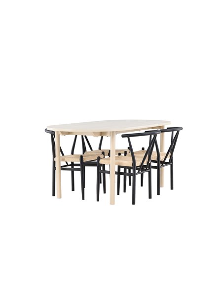 Matgrupp Andy med Alfons matstolar, 180 × 90 cm
