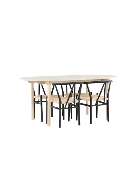 Matgrupp Andy med Alfons matstolar, 180 × 90 cm