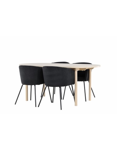 Matgrupp Andy med Berit matstolar, 180 × 90 cm